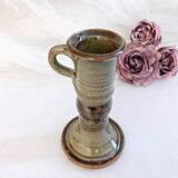 Handcrafted ceramic candle holder signed Blanot vintage France