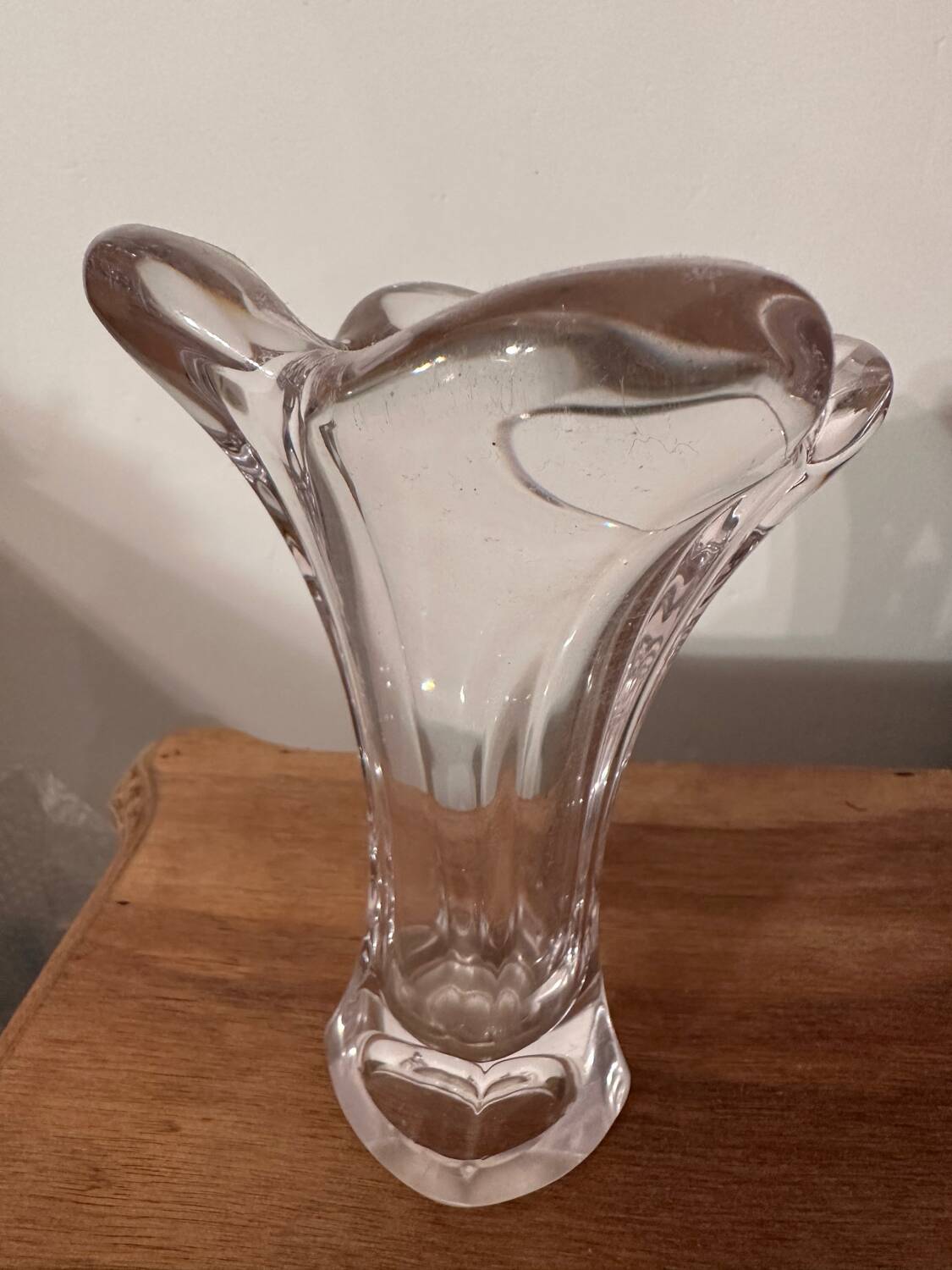 Small corolla vase in crystal from Vannes art-deco period - h 18.5 cm
