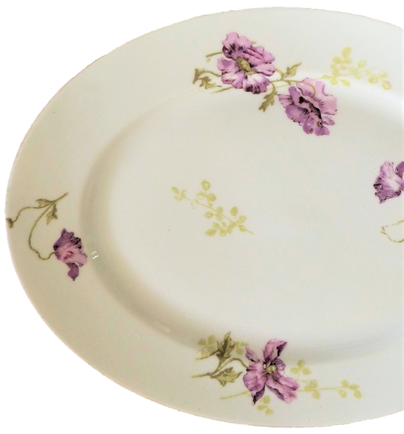 Large flat Limoges B&Cie old floral decor