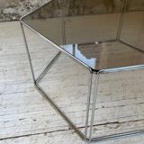 Hexagonal glass and chrome coffee table