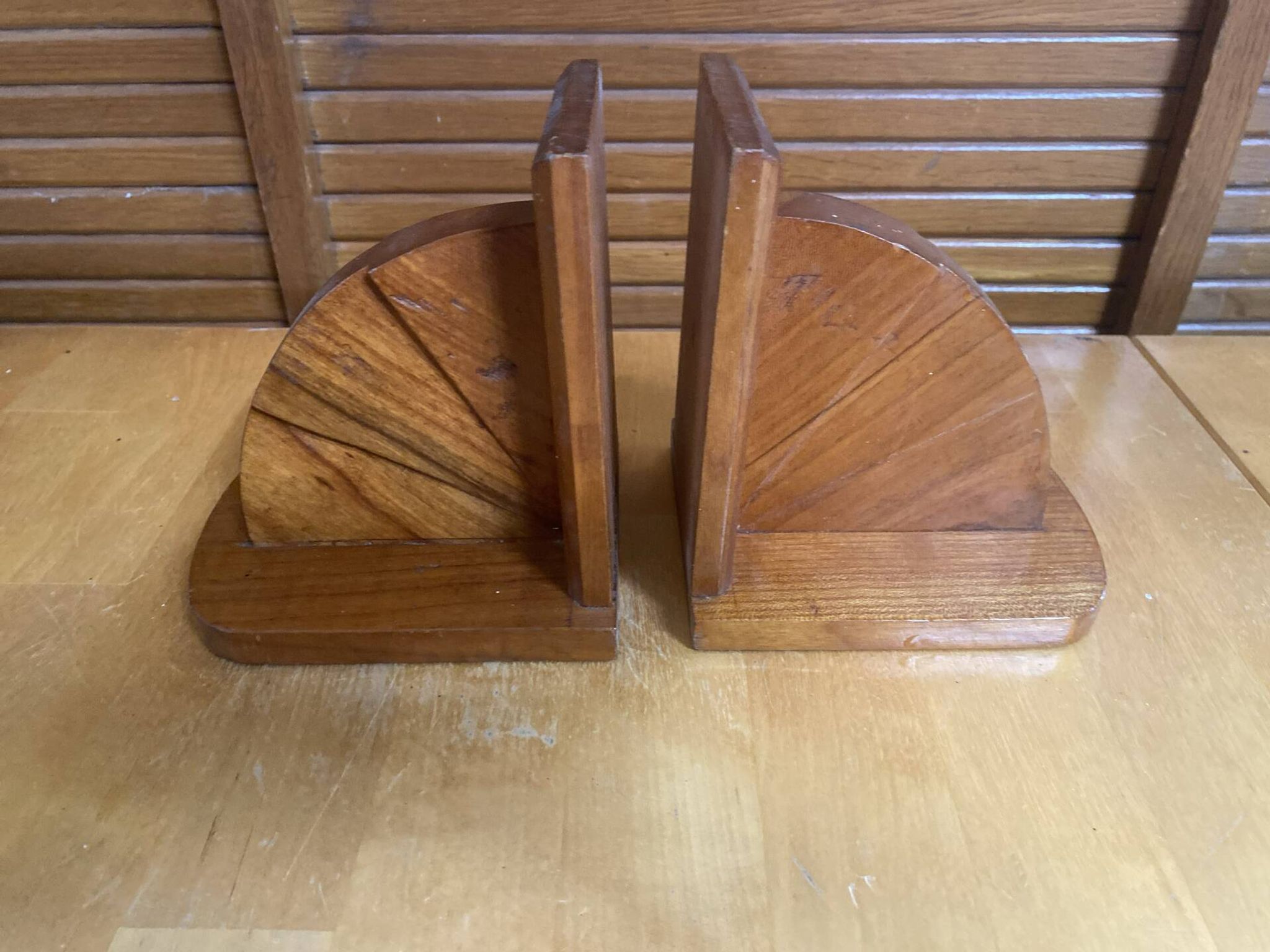 Pair of Vintage Art Deco Wooden Bookends Made in France #E068