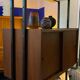 Italian footcase bookcase from the 60s in teak and metal