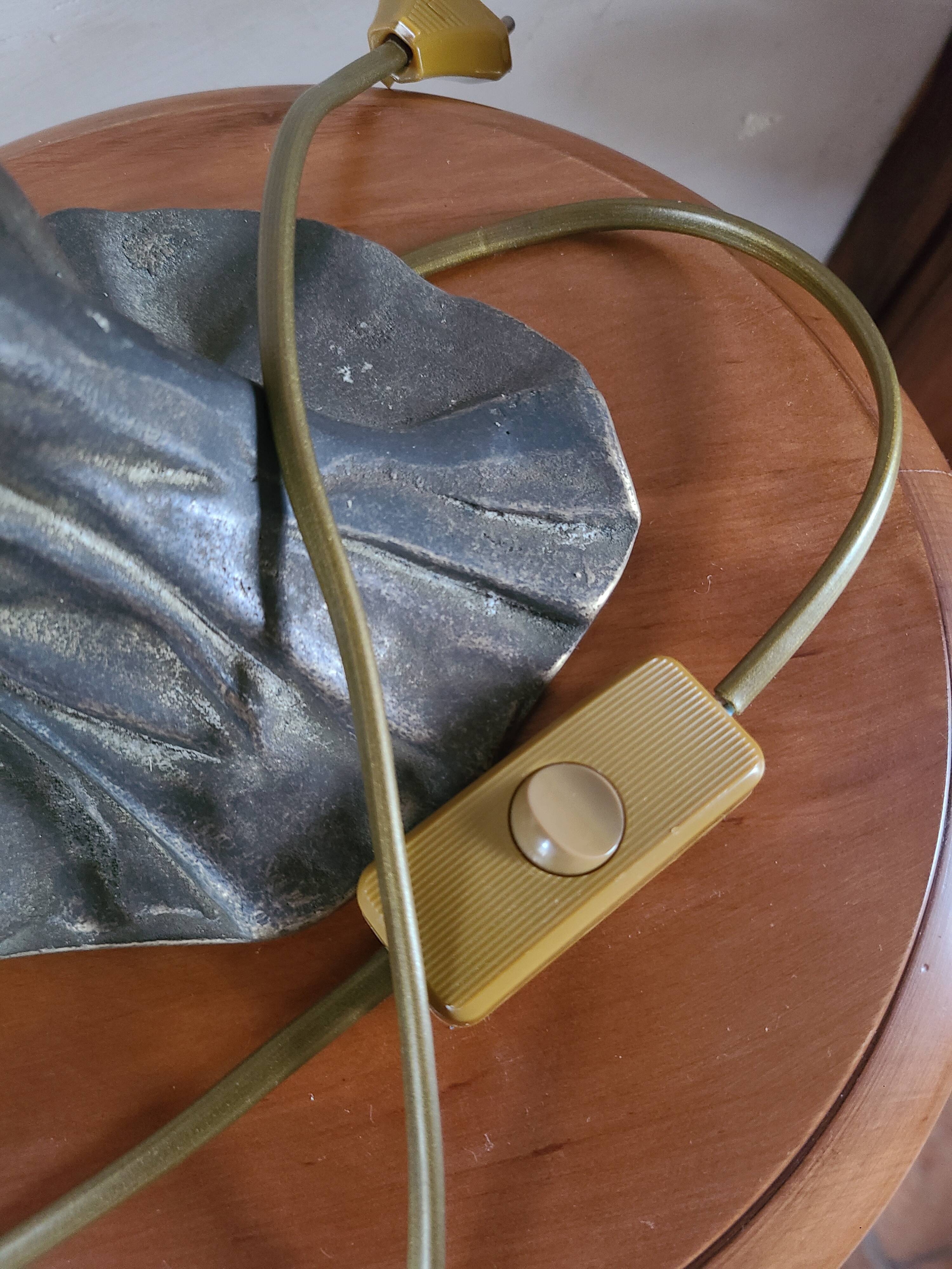 Art nouveau bronze lamp and glass paste