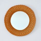 Vintage 1960s woven rattan mirror