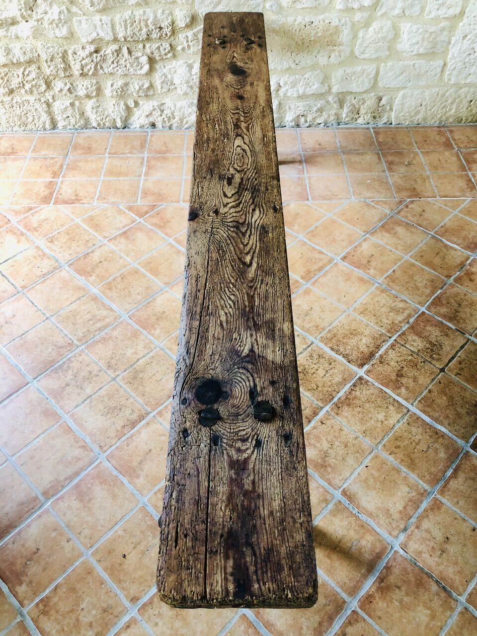 Oak farmhouse bench, circa 40's /50's