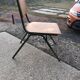 Set of 3 children's chairs from the 1960s in brown plywood with a green steel frame, school style.