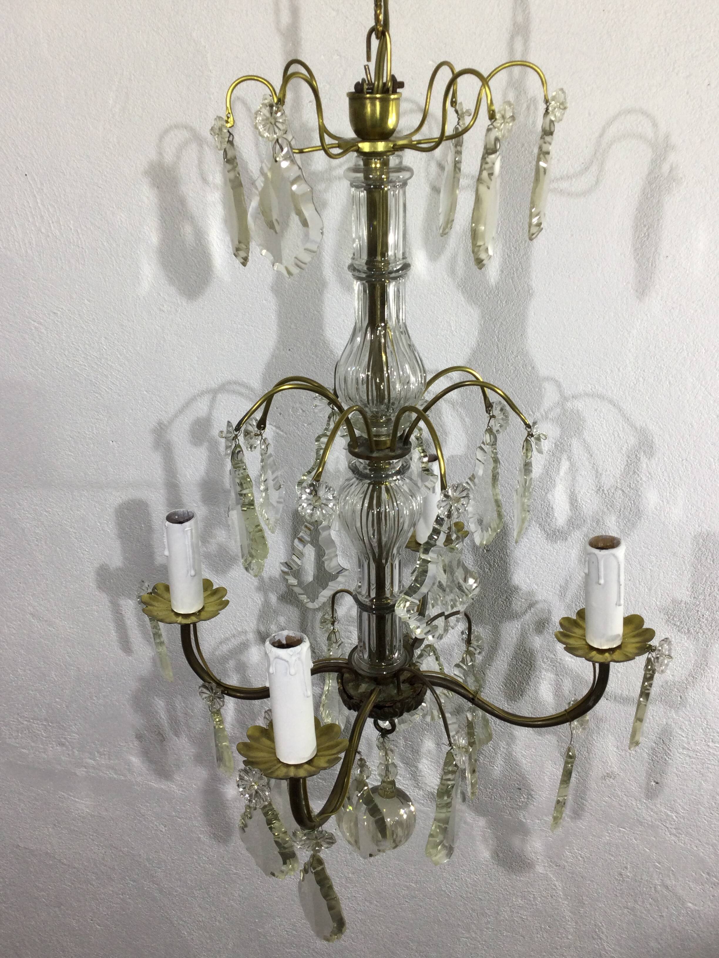 Chandelier 4 lights bronze and tassels