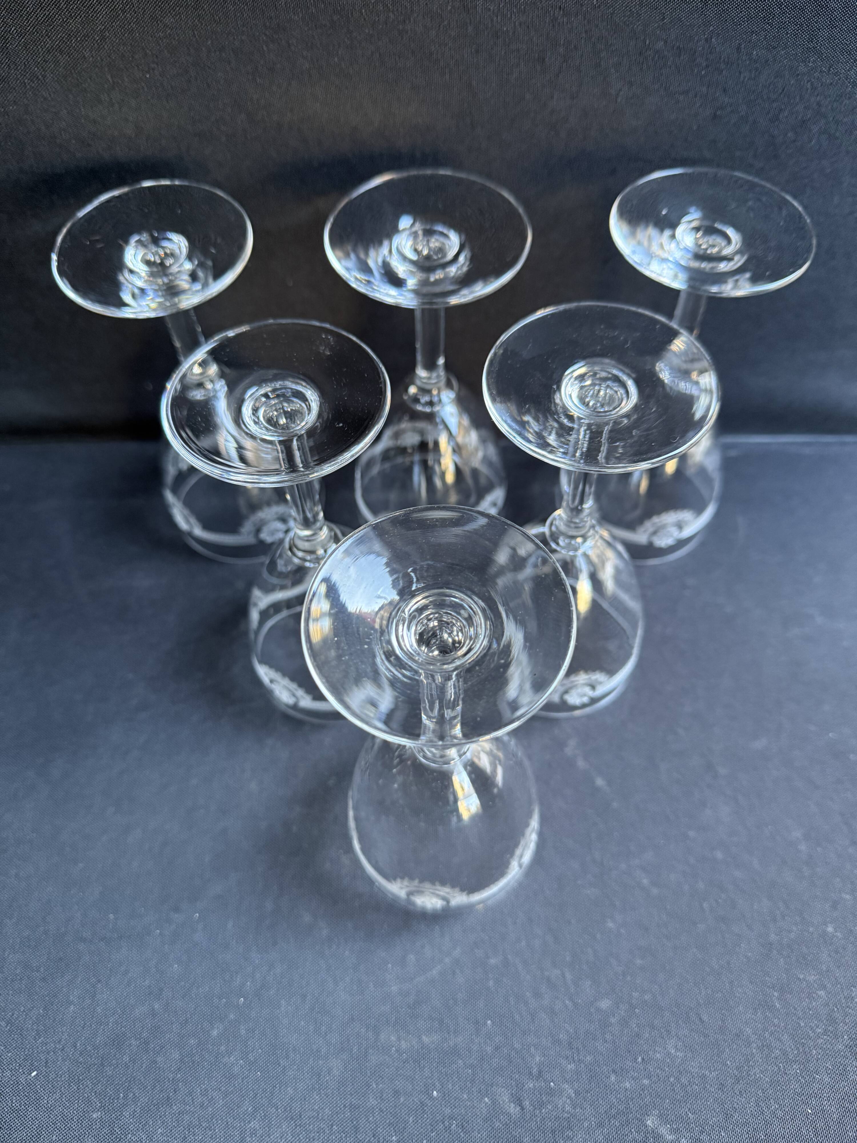6 Saint Louis wine glasses Manon service Pantograph engraving IV