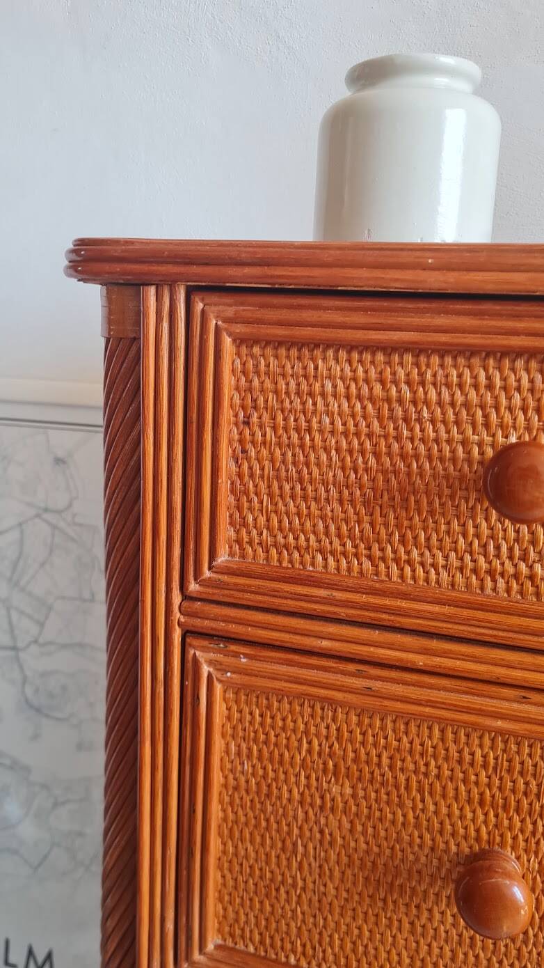Vintage rattan chest of drawers