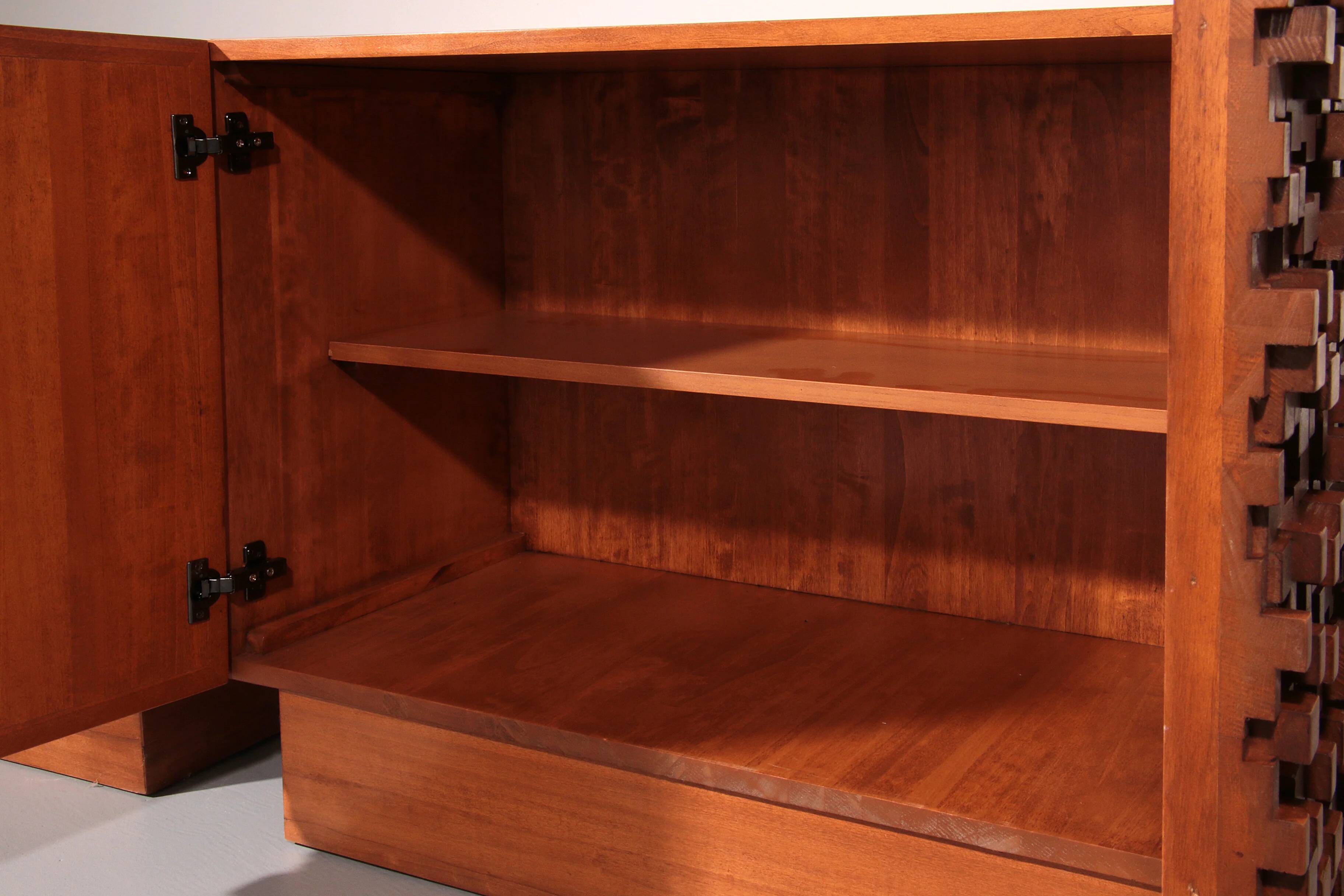 Contemporary pair of Brutalist sideboards made of solid wood