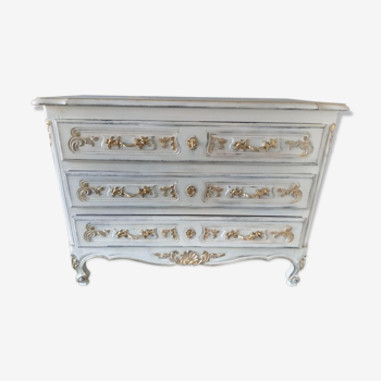 Louis XV style royal chest of drawers patinated