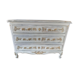 Louis XV style royal chest of drawers patinated