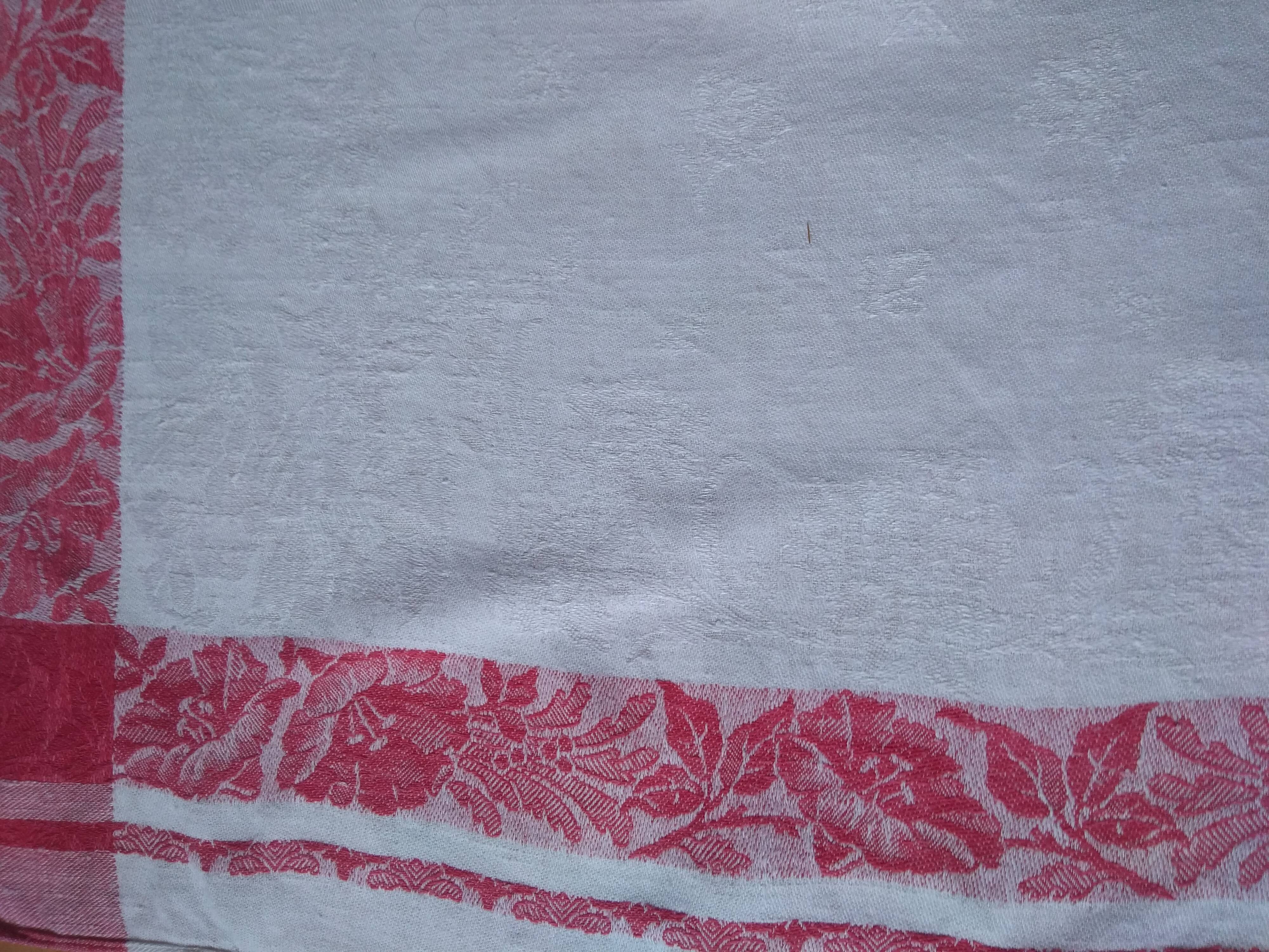 12 Ancient towel embroidered monogrammed JC floral red litter Napoleon III