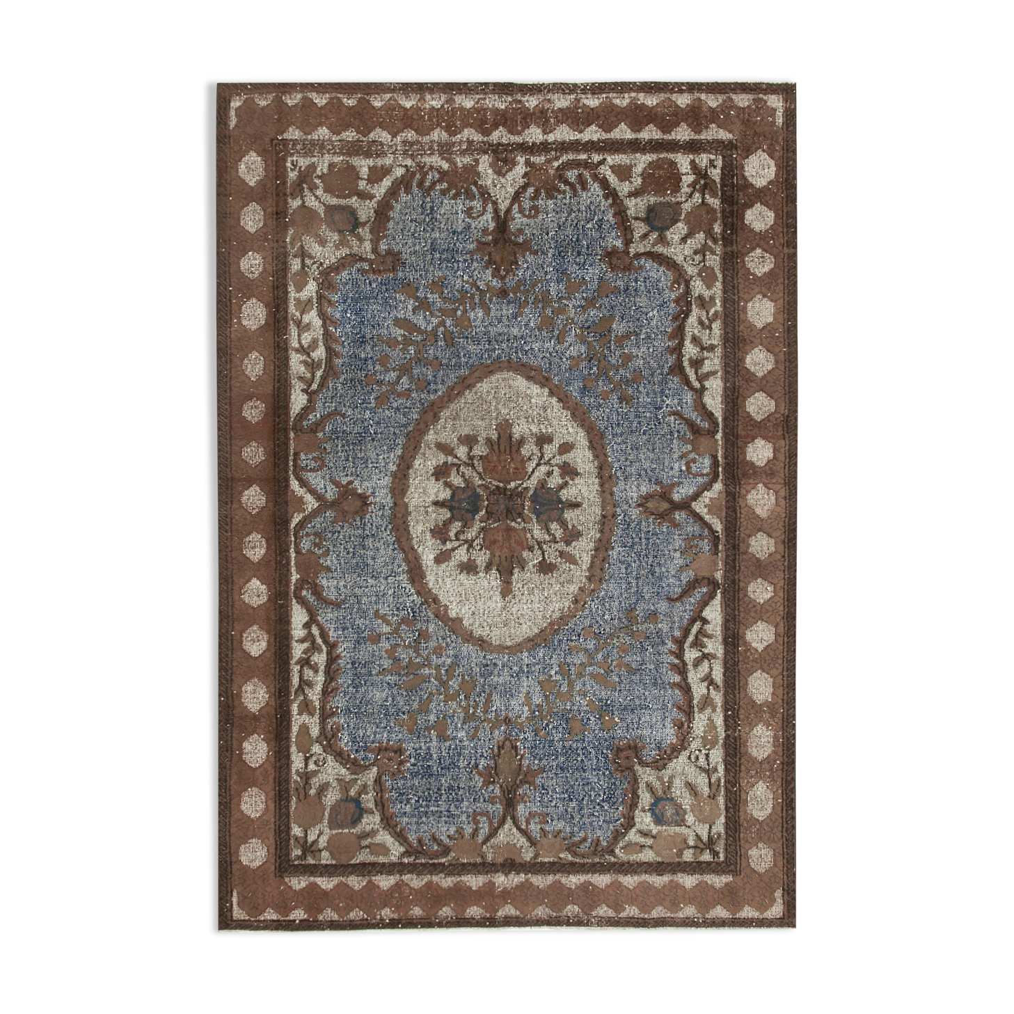 Handmade Distressed Oriental 1980s 210 cm x 306 cm Brown Carpet