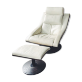 White leather armchair and ottoman