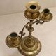 Three-light candelabrum in engraved brass — France, circa 1900