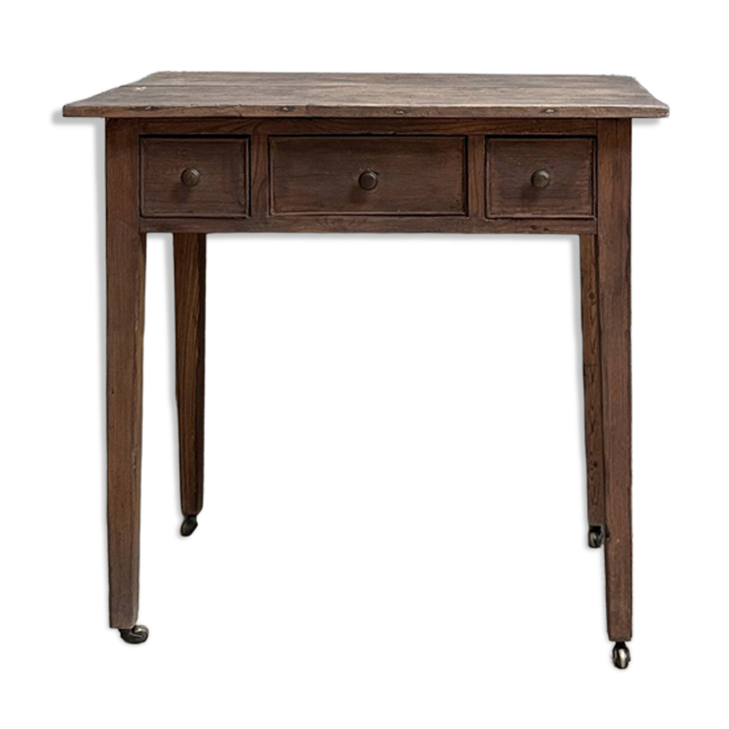 Small antique desk on wheels