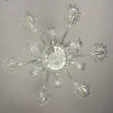 Venetian chandelier in colorless Murano glass with 6 light arms, circa 1930