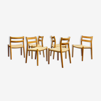 Chaises de salle à manger en chêne du milieu du siècle par niels o. møller pour j.l. moller, modèle 84, set de 6, danemark, années 1950