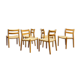 Mid century oak dining chairs by Niels O. Møller for J.L. Moller, Model 84, Set of 6 ,Denmark, 1950s