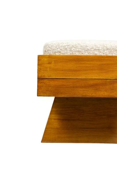 Bench in blond ash. Small-scale Italian craftsmanship. Contemporary.