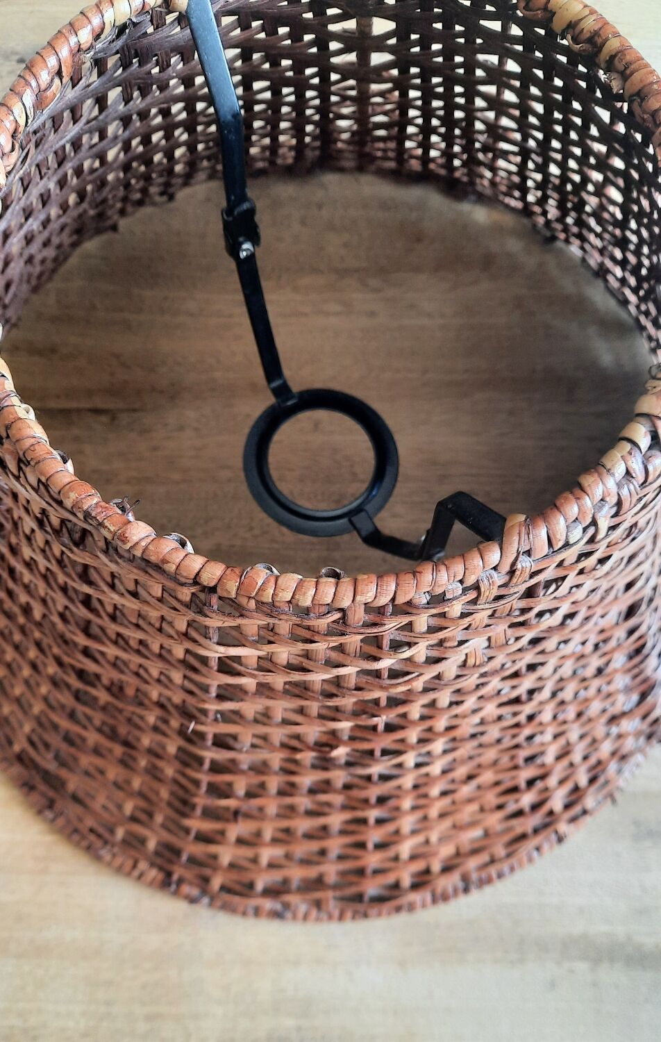 Vintage wicker lamp hat