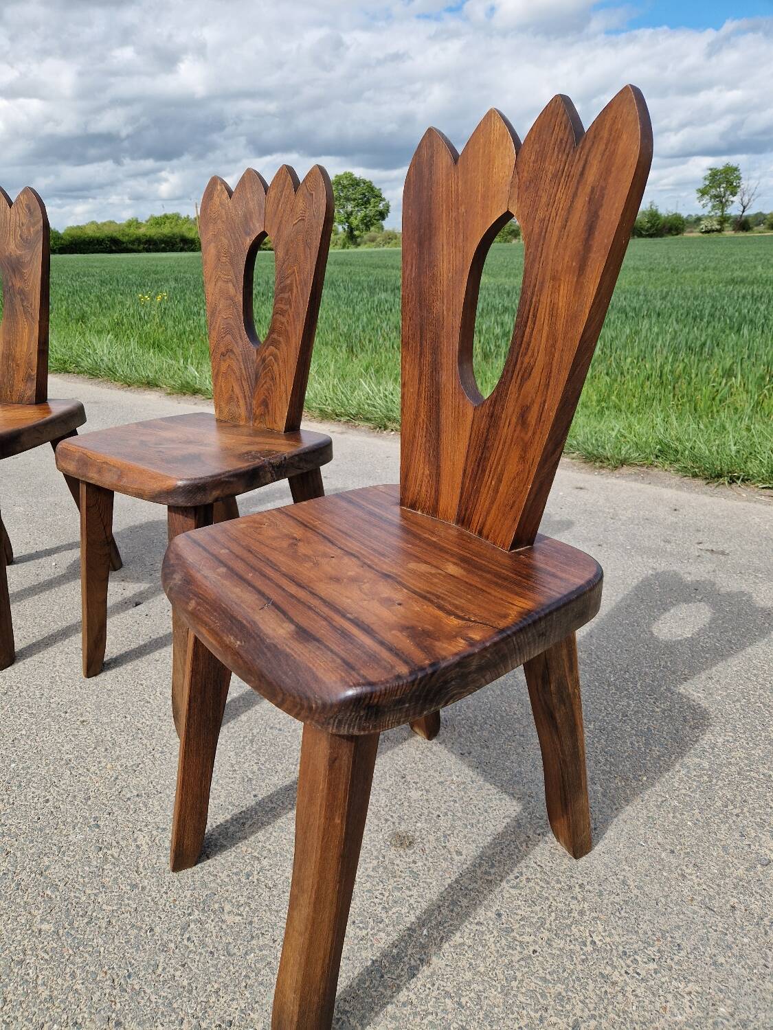 Lot de 3 chaises brutaliste Aranjou style olavi Hanninen