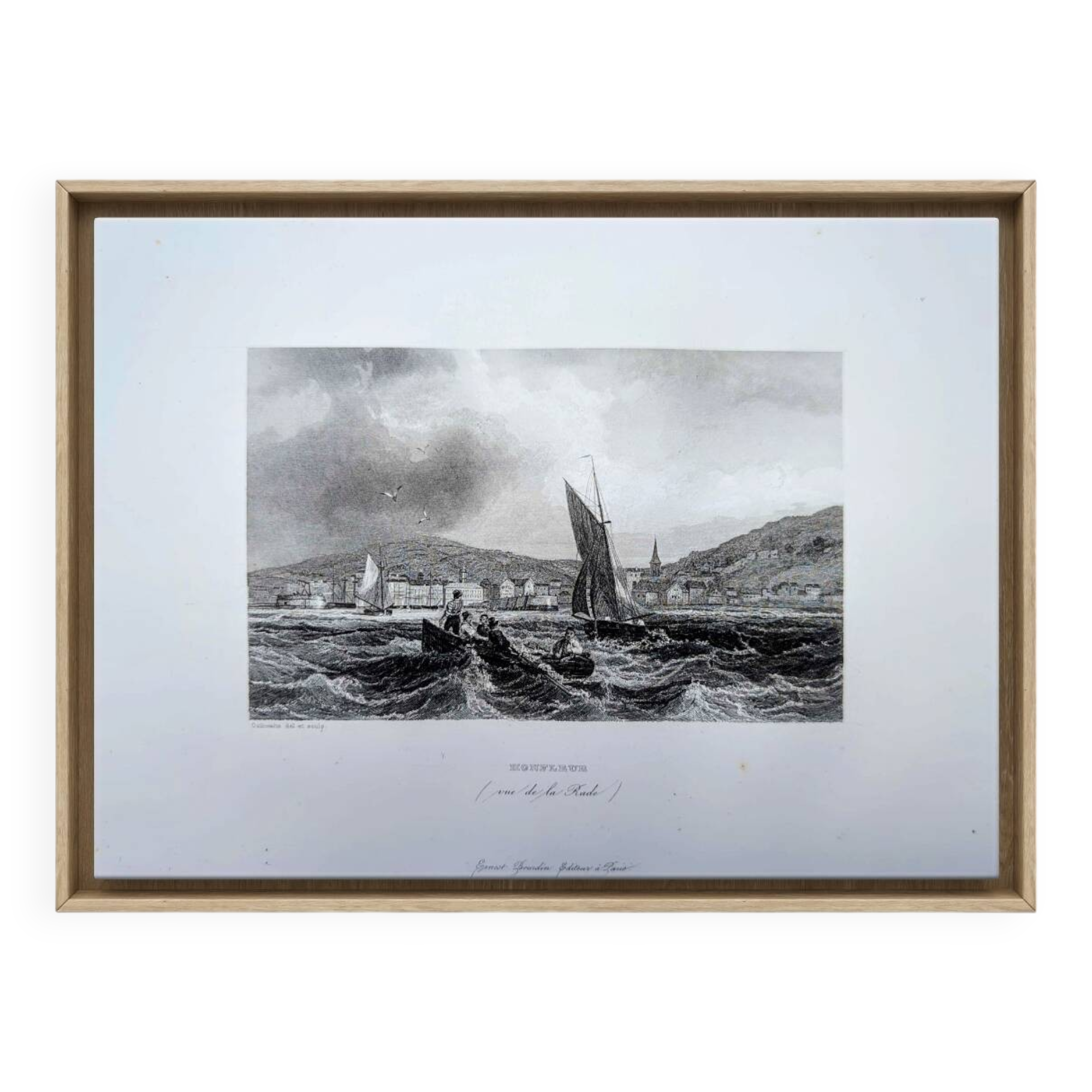 Printed in 1844, Honfleur, Normandy. Engraving.