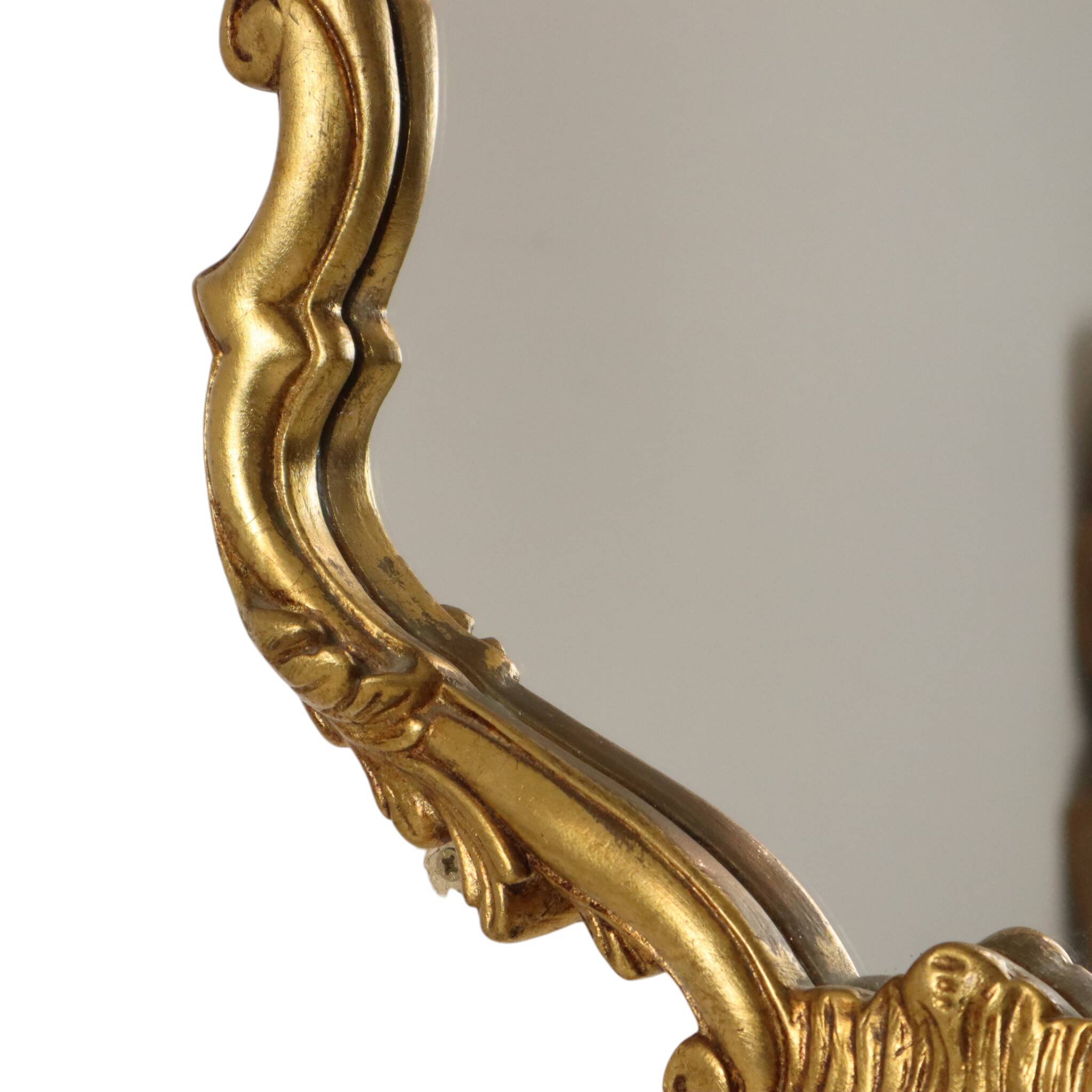 Classic Gold Crested Mirror, French Baroque Style, 74 cm