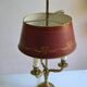 Lampe bouillotte 3 feux bronze et abat jour tôle bordeaux