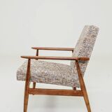 Lounge Chair Vintage Multicolor Fabric Mid Century Design, 1960