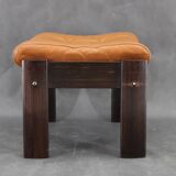 1960s Brown Leather Oak Stool, Denmark