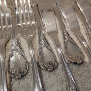 9 fish cutlery pieces, 18 pieces, silver-plated metal, Christofle Marly silversmiths