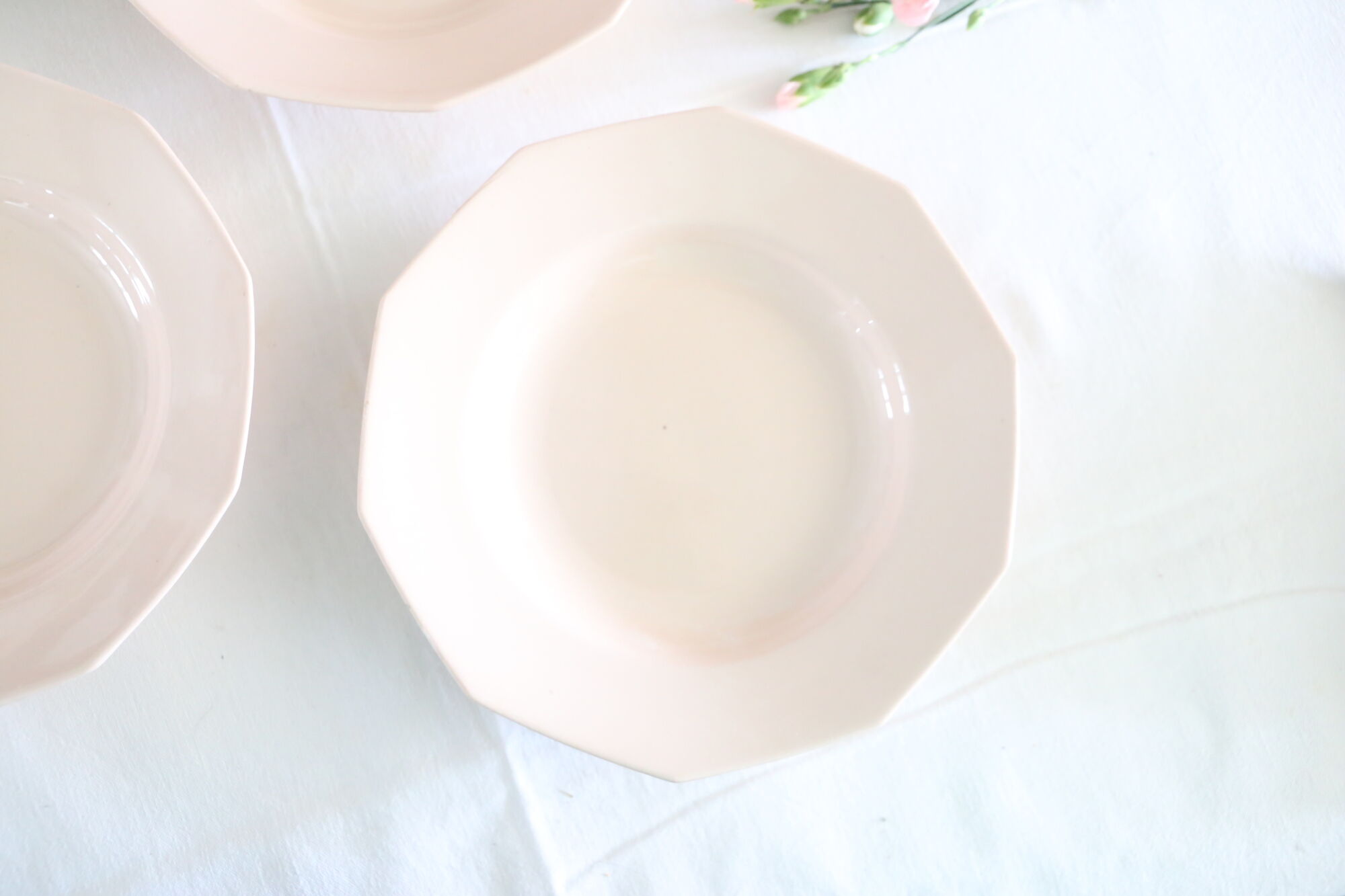 Hollow plates in pink ceramic, art deco, 1930, st Amand