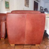 High-end brown genuine leather club armchair