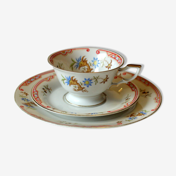 Art deco Bavarian porcelain tea and coffee set - cup, saucer and plate