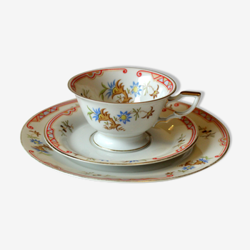 Thé et café bavarois en porcelaine Art déco - tasse, soucoupe et assiette