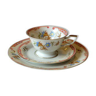 Art deco Bavarian porcelain tea and coffee set - cup, saucer and plate