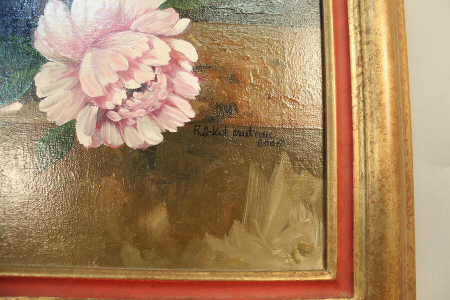 Table oil on flower canvas by Ricket Hammer