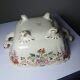 Antique Longchamp soup tureen/vegetable dish with polychrome daisies in ironstone.