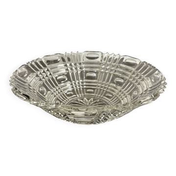 Coupe à fruits vintage en verre pressé transparent