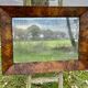 Antique mirror with elm burl molding, heavily demercurized, in its current condition