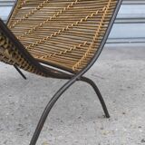 Wrought iron and wicker magazine rack
