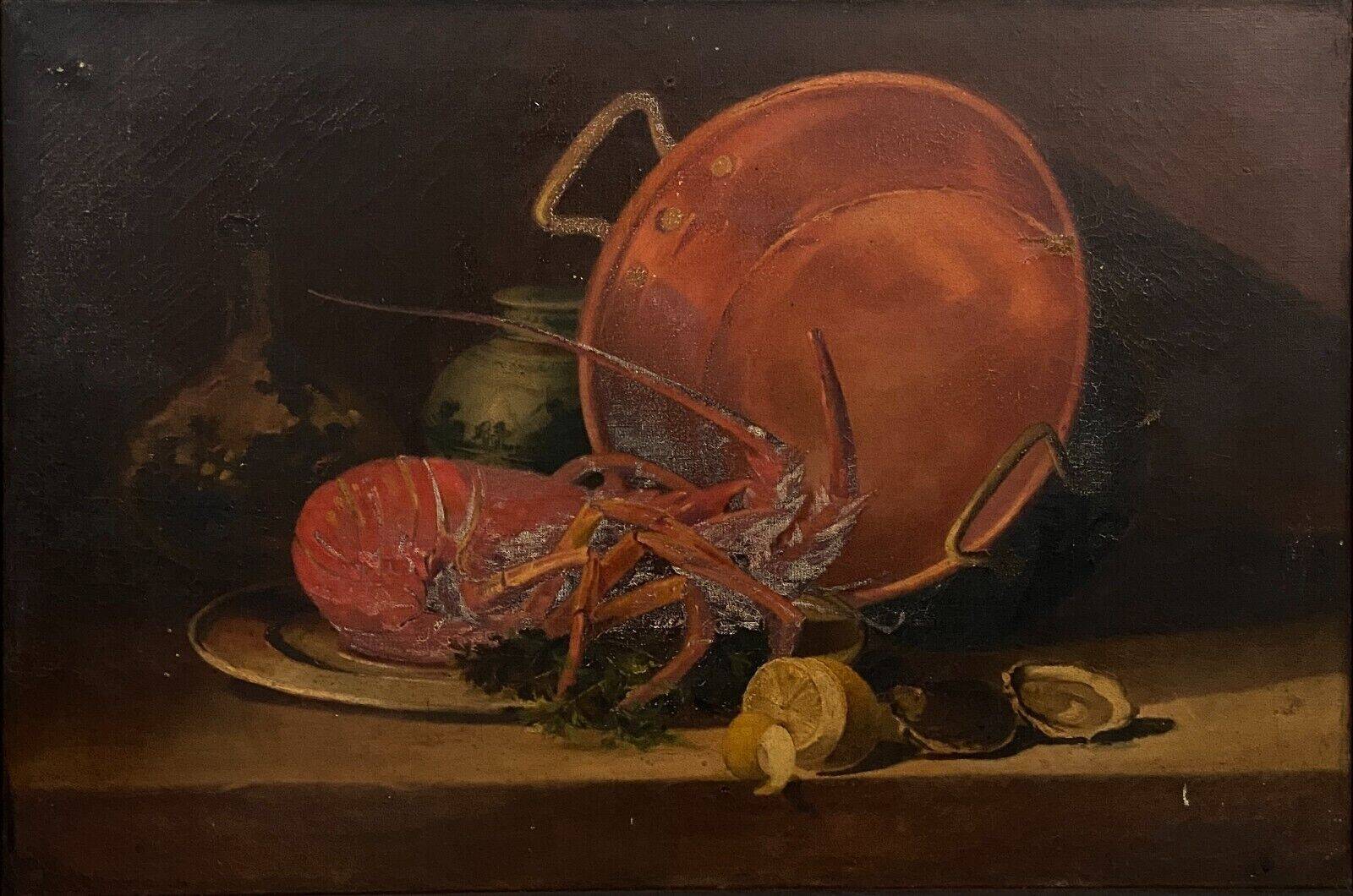 Oil on canvas still life with lobster early 20th century