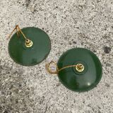 Vintage suspension duo in enamelled sheet metal style indus green and white