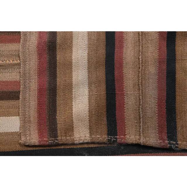 Vintage Turkish Hand-Knotted Wool Cotton Brown Kilim Runner 145x296