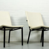 Set of 2 Industrial minimalist black metal tube frame chairs, 1960s