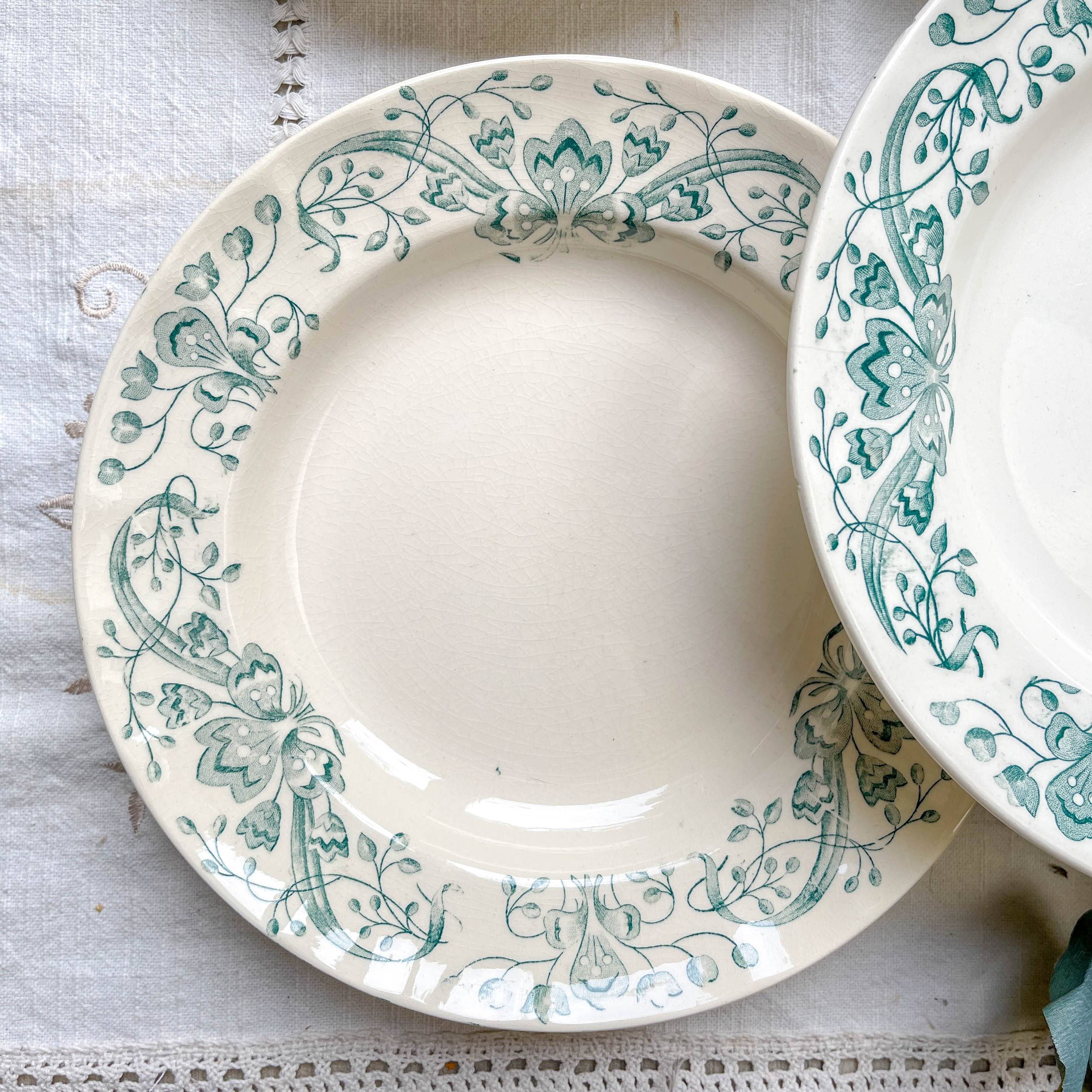 Set of 6 Antique Terre de Fer "Figuig" Soup Plates – Longchamp 19th Century