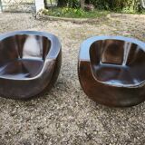 Pair of Moon armchairs in fibreglass