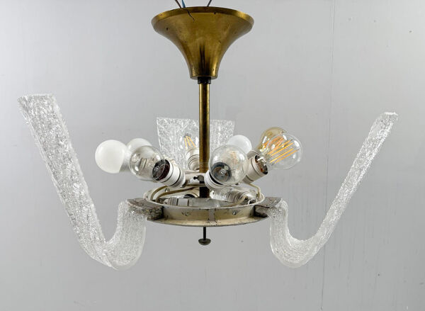 Barovier & Toso. Grand plafonnier/lustre de Barovier & Toso, verre de Murano, Italie, années 1960, exemplaire rare.